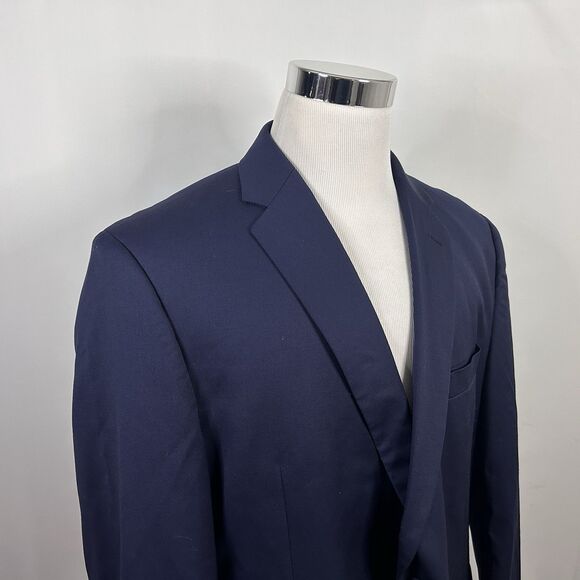 Linea Uomo 48R Sport Coat Performance Wool Navy Blue Two Button Double Vented - Picture 1 of 8
